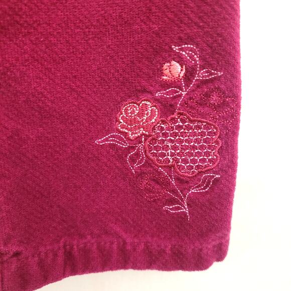Vintage Nick Jr Girls Pants 3T Magenta Embroidered Flowers Y2K Toddler - Picture 2 of 7